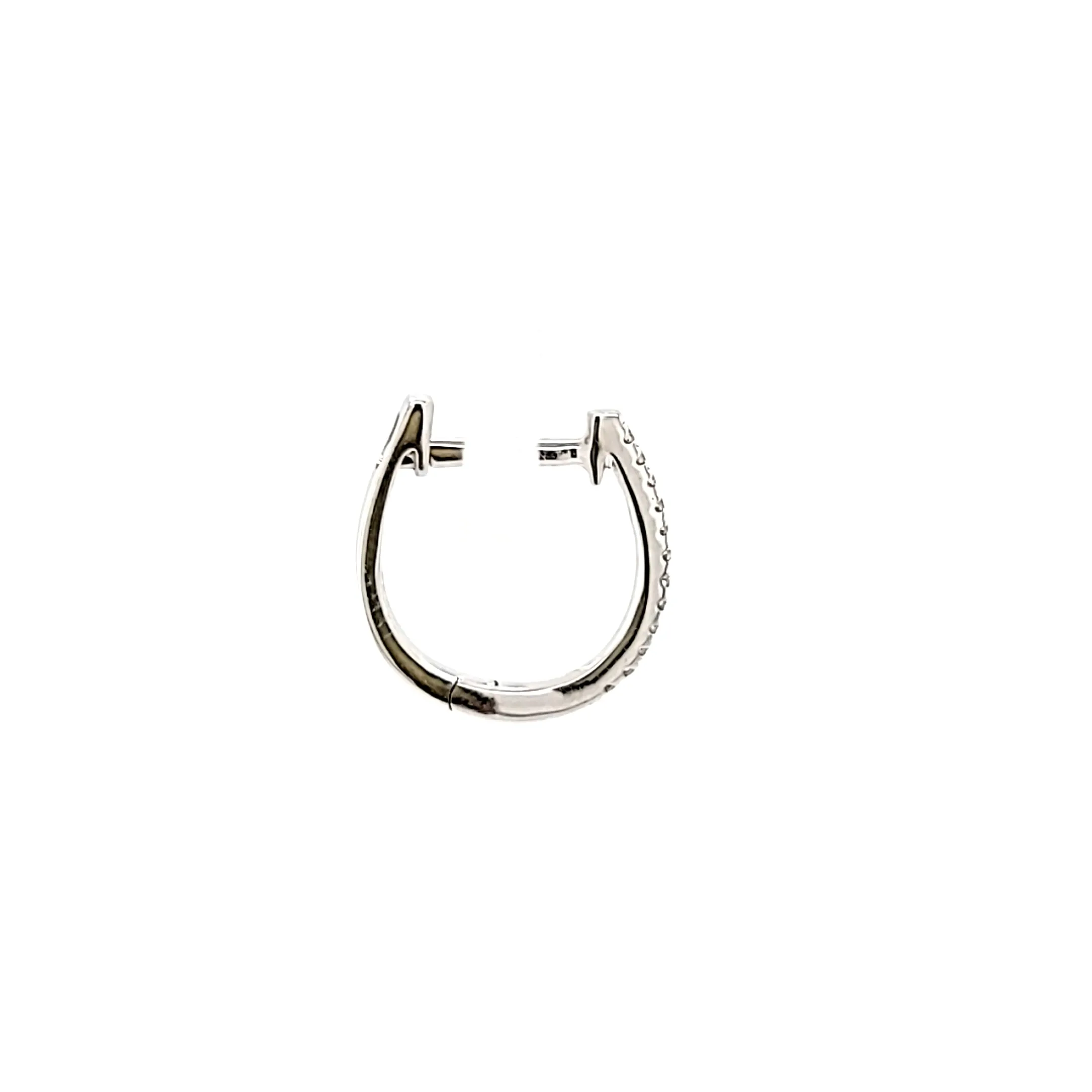 14k White Gold Small Diamond Hoop Earrings (I7557)