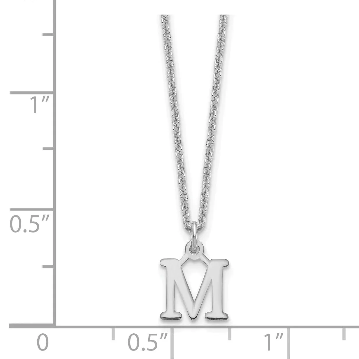 14k White Gold Tiny Cut Out Block Letter N Initial Pendant and Necklace