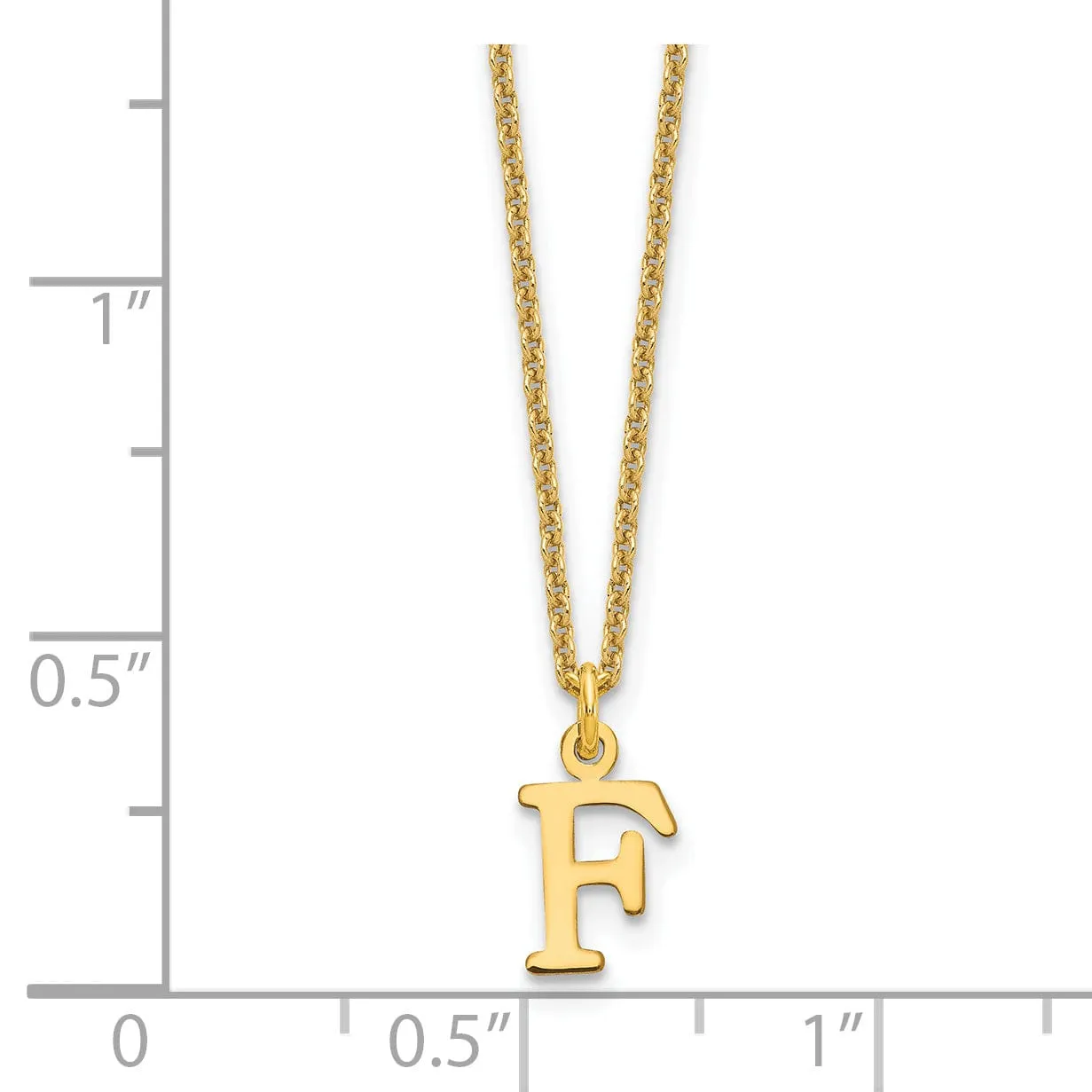 14k Yellow Gold Tiny Cut Out Block Letter G Initial Pendant and Necklace