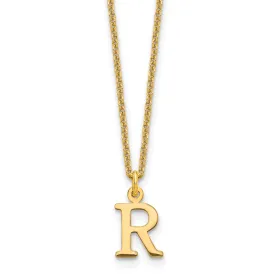 14k Yellow Gold Tiny Cut Out Block Letter S Initial Pendant and Necklace