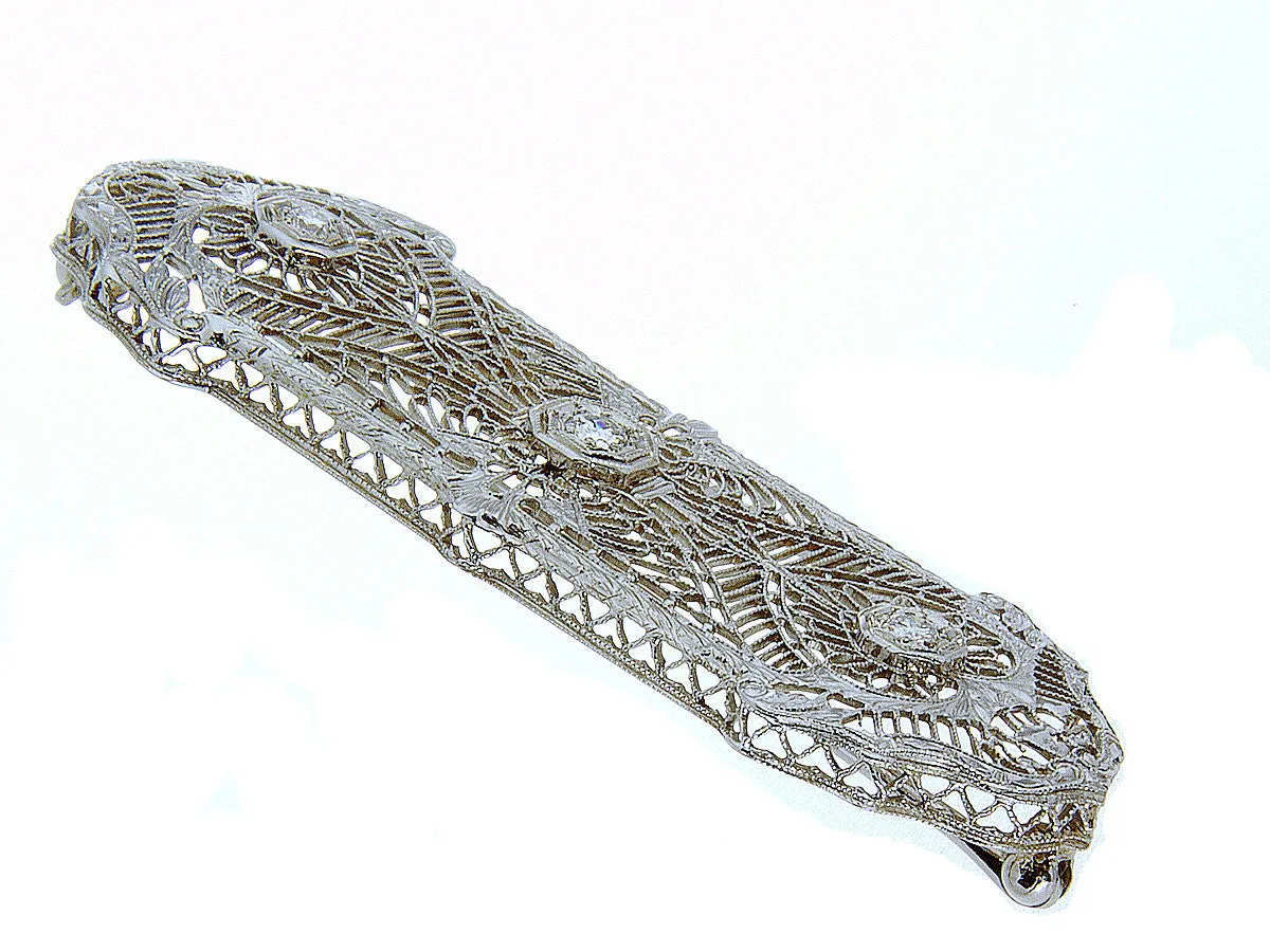 1920s Filigree Diamond Pin