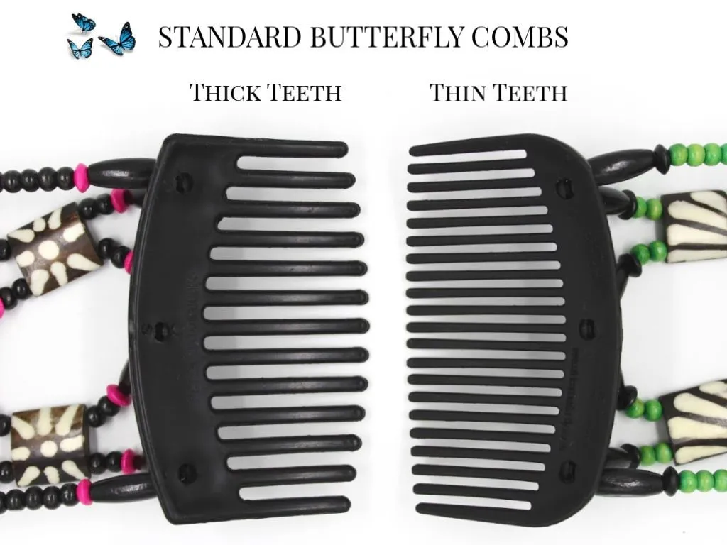 African Butterfly Hair Comb - Flowers Clear 40