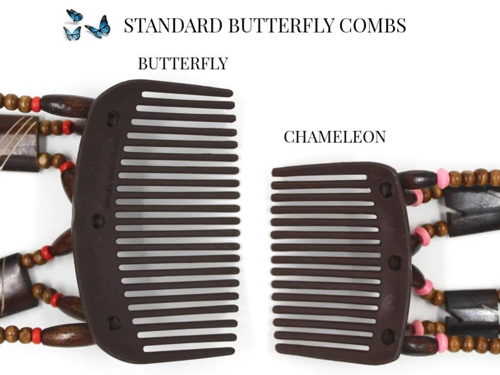 African Butterfly Thick Hair Comb - Beada Tube Clear 53