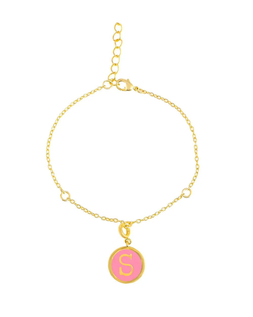 Alphabet S Pink Enamel Charm - Voylla