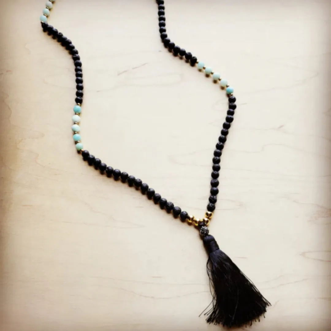 Amazonite and Lava Beaded Necklace