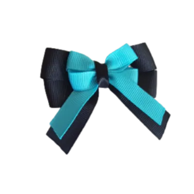 Amore Hair Bow - Plain Colour - Black Base and Centre Ribbon (31 colours Top)