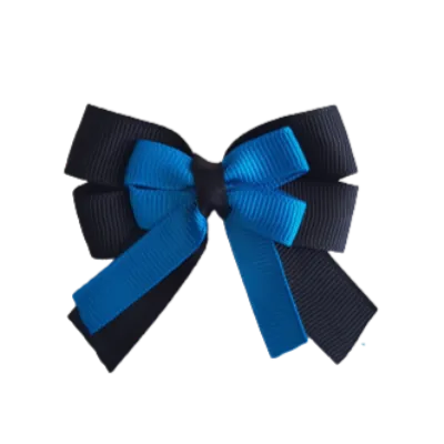 Amore Hair Bow - Plain Colour - Black Base and Centre Ribbon (31 colours Top)