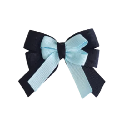 Amore Hair Bow - Plain Colour - Black Base and Centre Ribbon (31 colours Top)