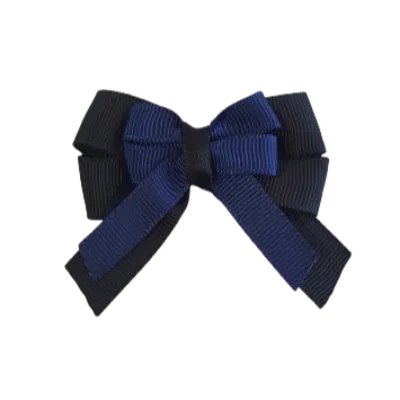 Amore Hair Bow - Plain Colour - Black Base and Centre Ribbon (31 colours Top)