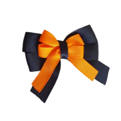 Amore Hair Bow - Plain Colour - Black Base and Centre Ribbon (31 colours Top)