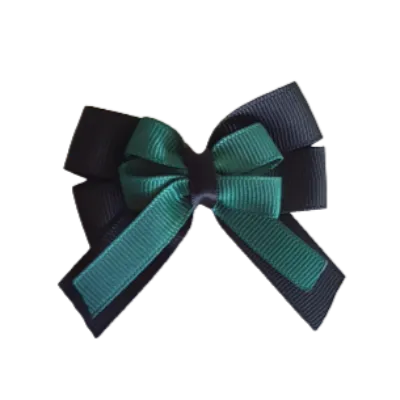 Amore Hair Bow - Plain Colour - Black Base and Centre Ribbon (31 colours Top)