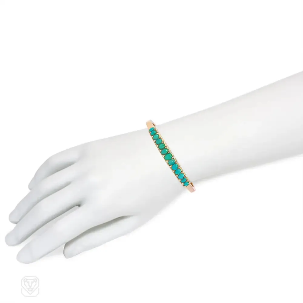 Antique Russian turquoise and diamond bangle