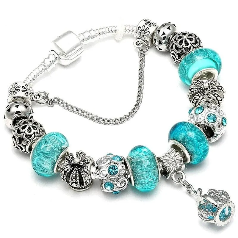 Antique Silver Color Crystal Bracelets & Bangles