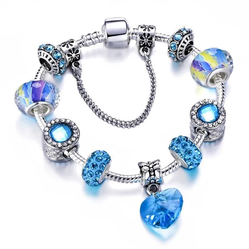 Antique Silver Color Crystal Bracelets & Bangles