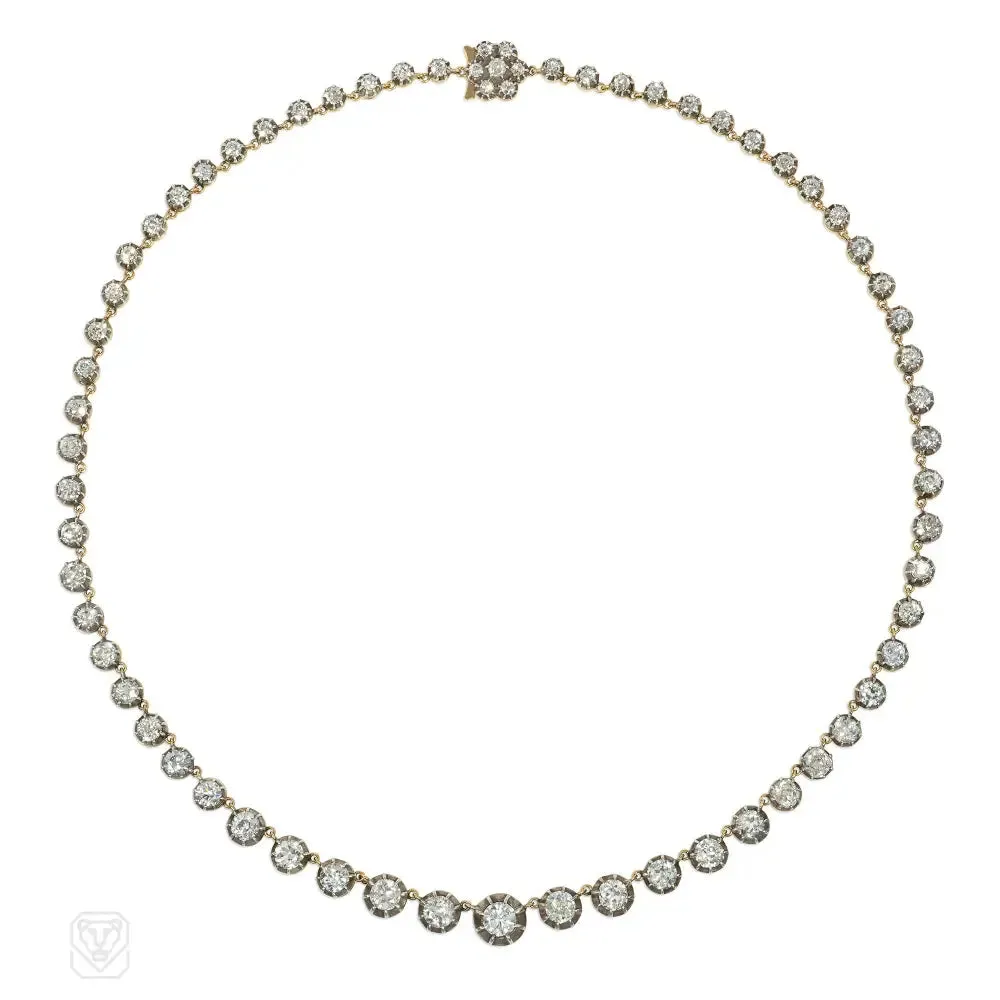 Antique style diamond rivière necklace