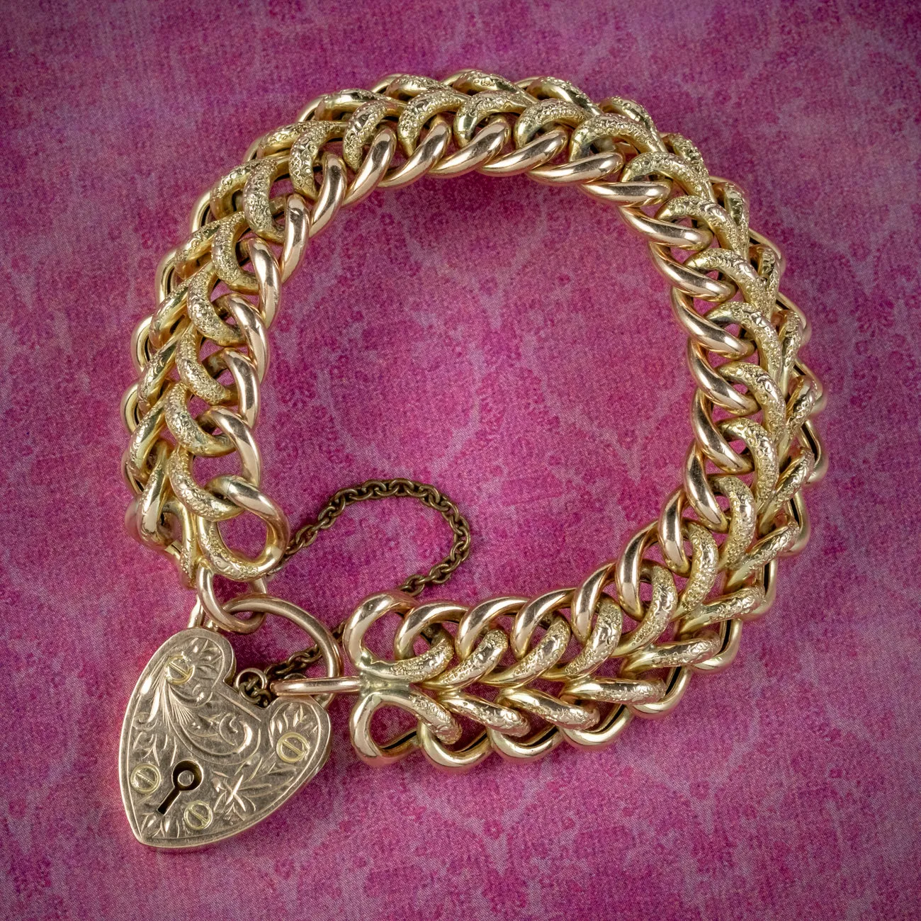 Antique Victorian Gate Bracelet 9ct Gold Heart Padlock