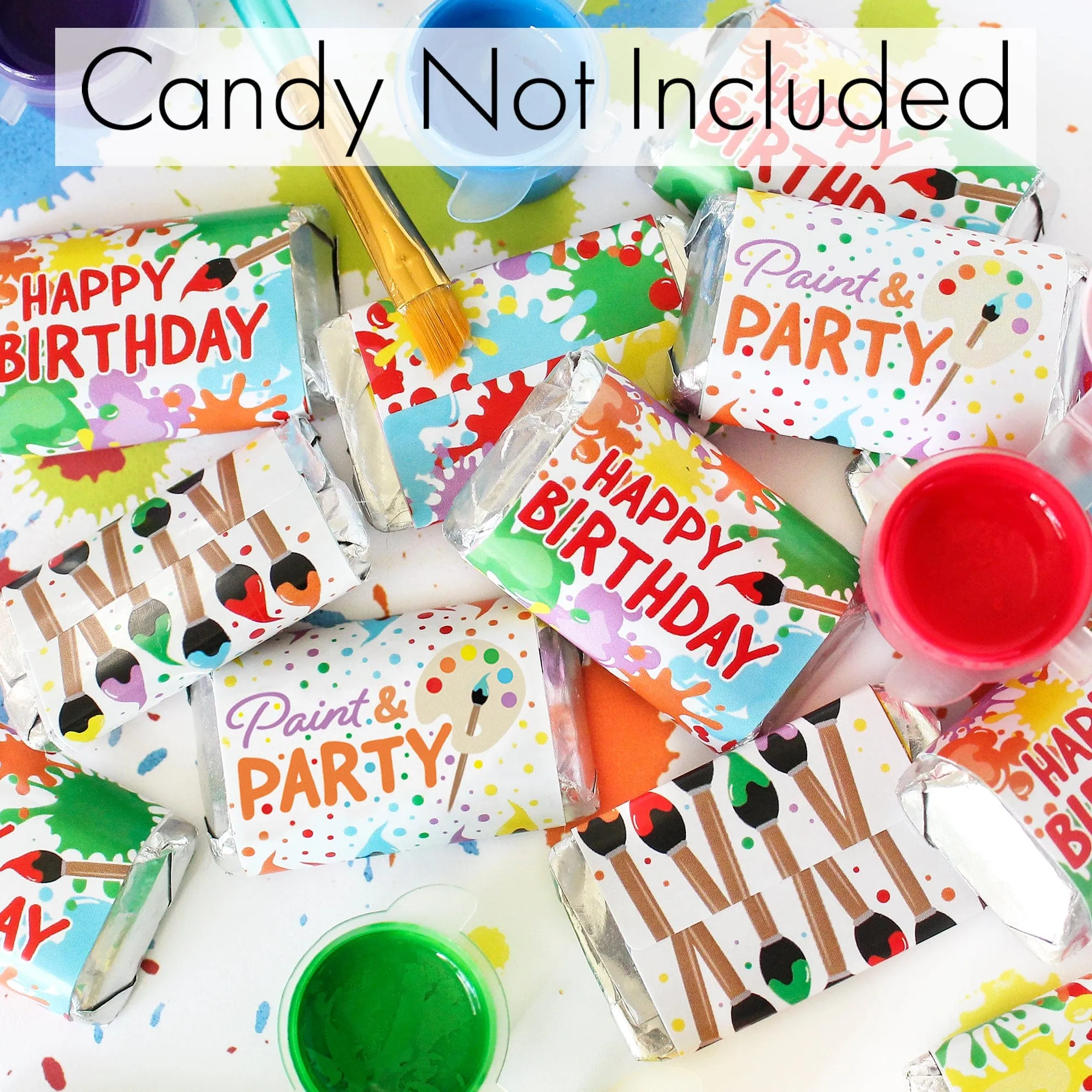 Art & Painting: Kid's Birthday - Hershey's Miniatures Candy Bar Wrappers Stickers - 45 Stickers