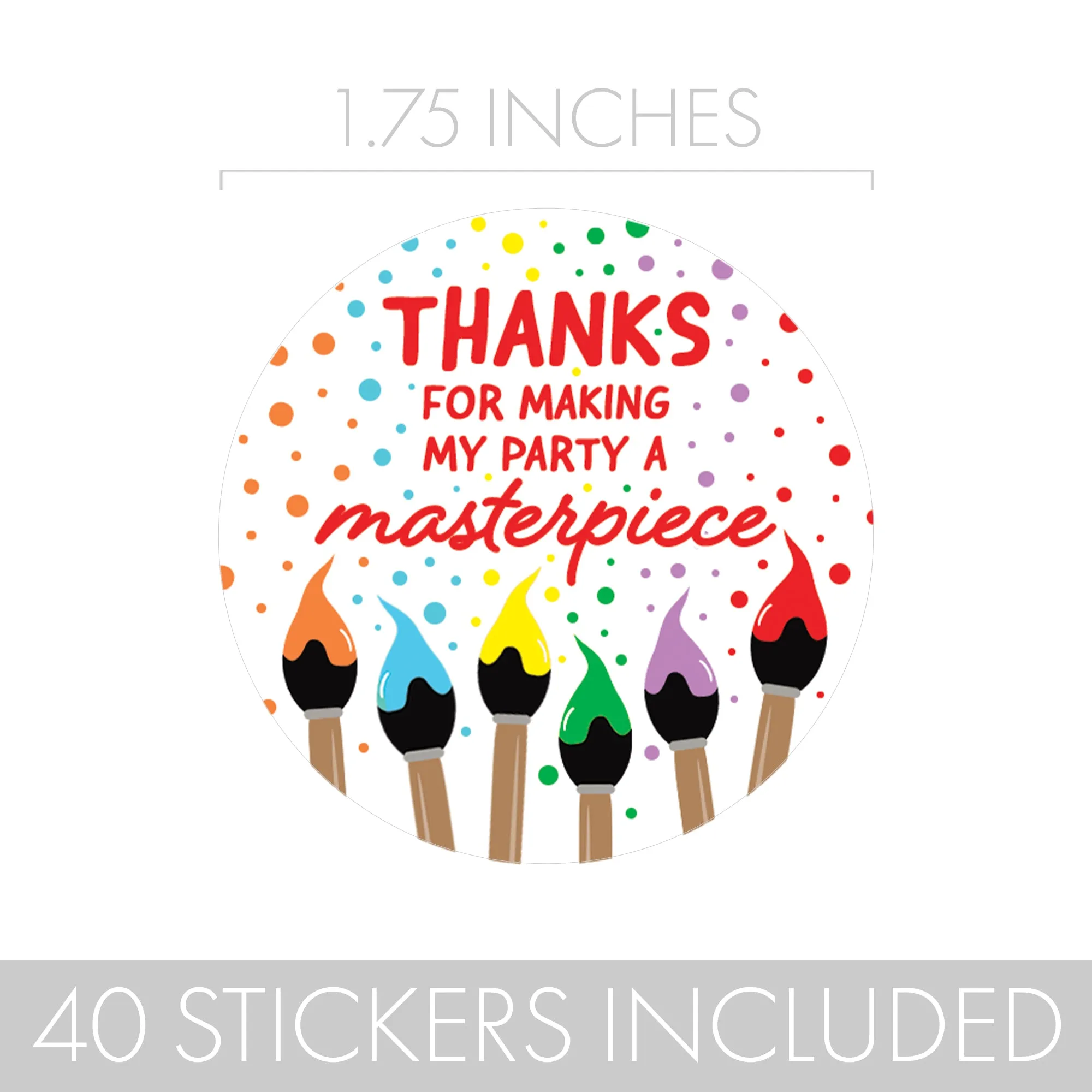 Art & Painting: Kid's Birthday -  Thank You Labels - Paint and  Party - 1.75 in. - 40 Stickers