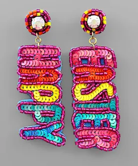 Beaded Happy Easter Earrings