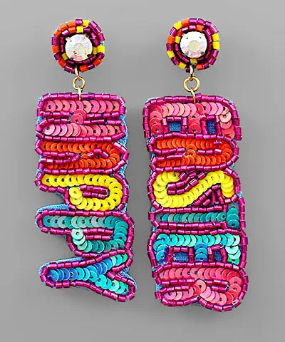 Beaded Happy Easter Earrings