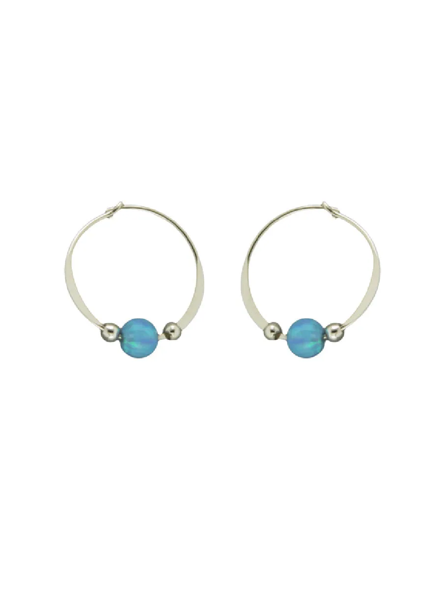 Blue Opal Beaded Hoops