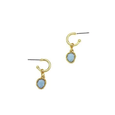 Blue Stone Small Hoop Earrings