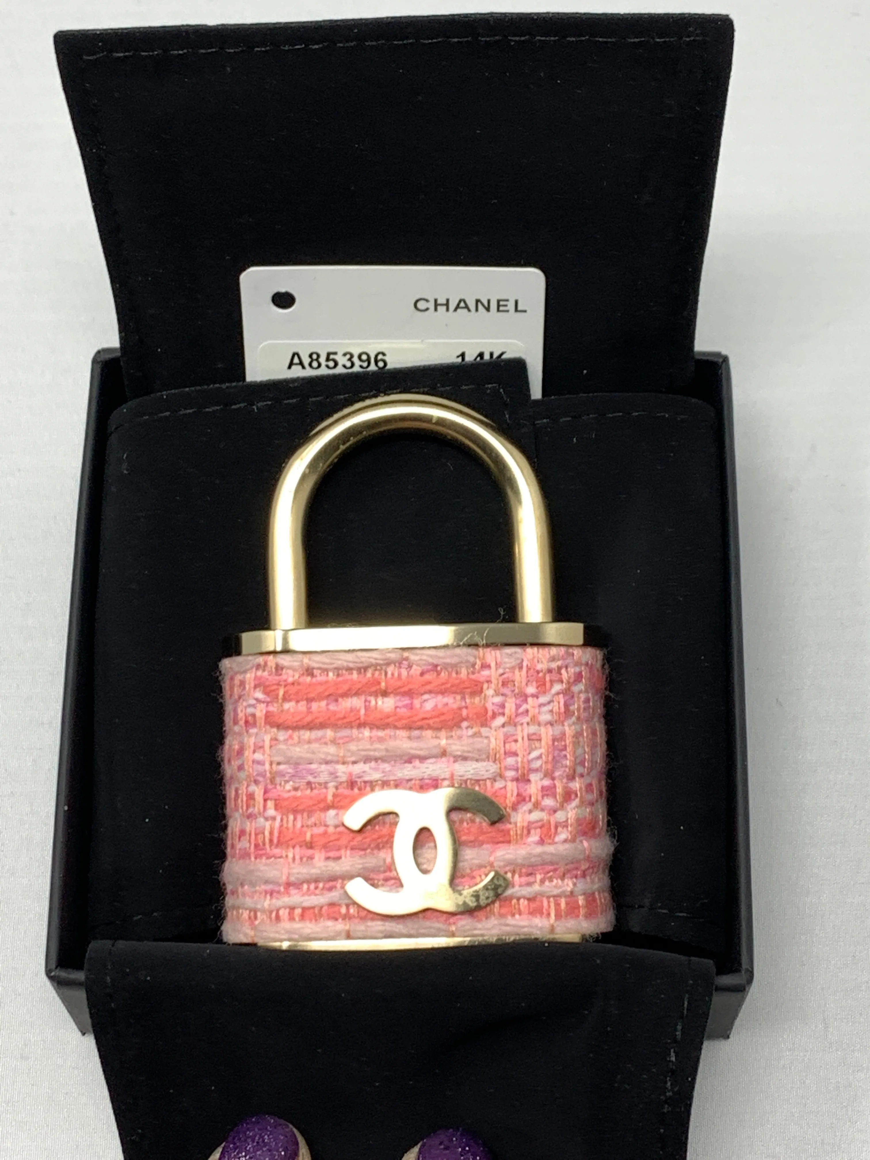 Chanel Lock In Tweed Brooch