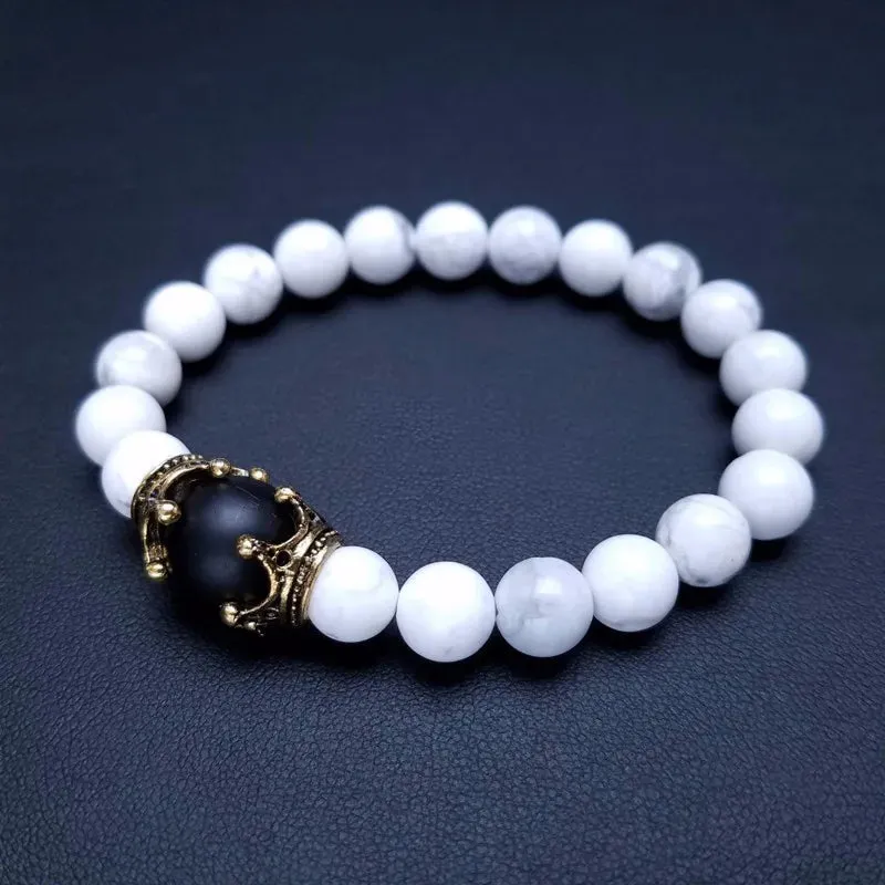 Charm Bracelet for Men Fashion Luxury Antique crown High quality Tiger eye stone bead Bracelets Jewelry Male Pulseira bileklik