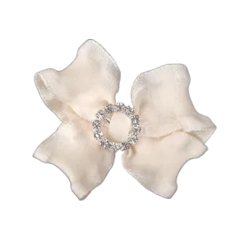 Cherish Hair Bow - Ivory and ruffle bling