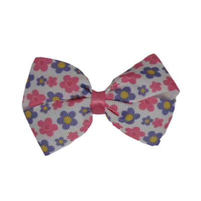 Cherish Hair Bow - Pink and Purple Flower Garden 7.5cm