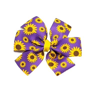 Chica Hair Bow - Sunflowers purple