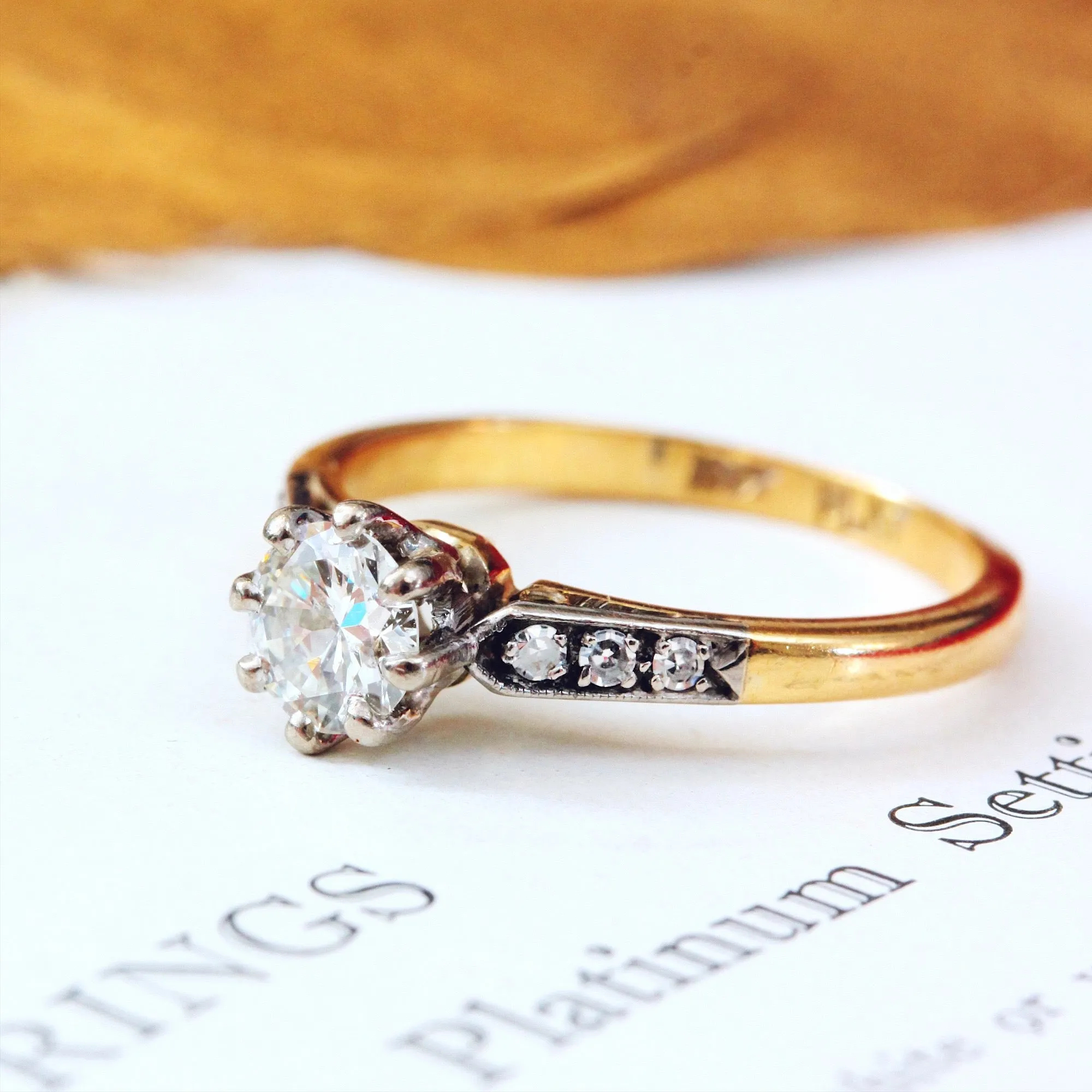 Classic Vintage Diamond Solitaire Engagement Ring