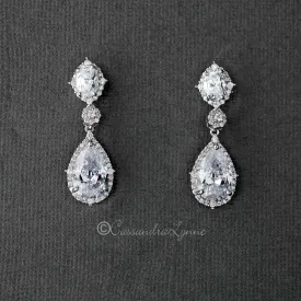 Clip-On Oval and Water Drop CZ Earrings