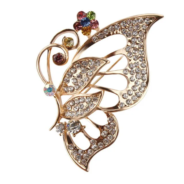 Crystal Rhinestones Assorted Butterfly Brooch Pins Fashion Costume Jewelry for Women or Girls