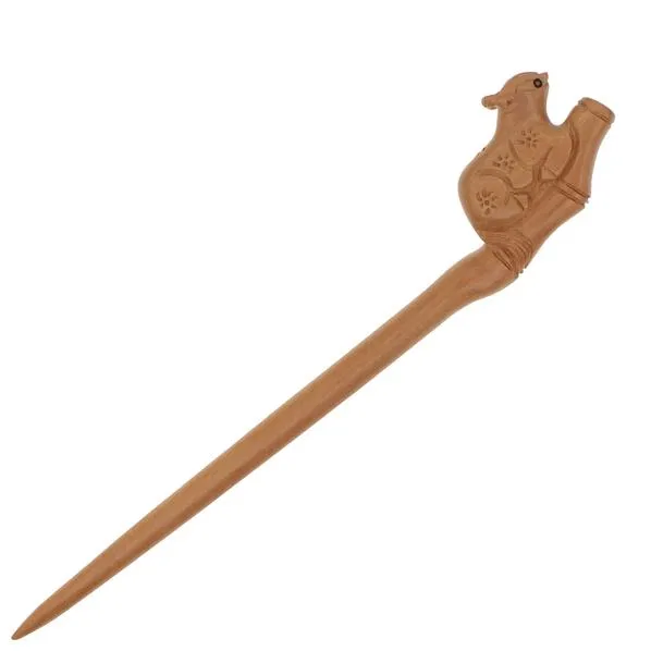 CrystalMood Handmade Carved Peachwood Chinese Zodiac Hair Stick 2 Ox