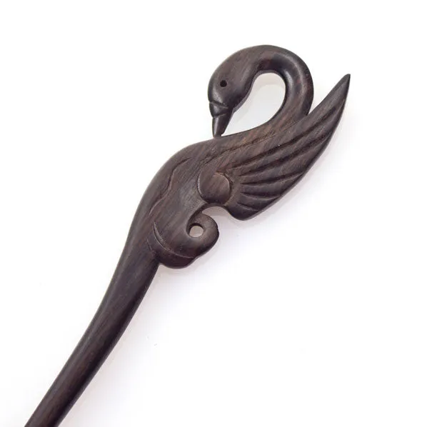 Crystalmood Handmade Carved Wood Hair Stick Swan 7.25-Inch