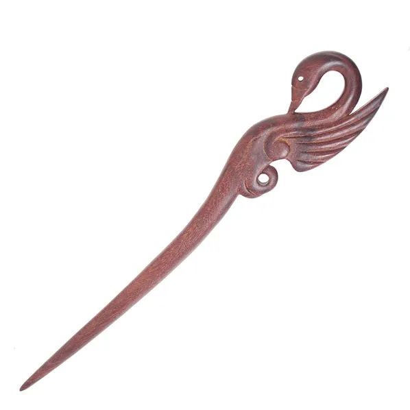 Crystalmood Handmade Carved Wood Hair Stick Swan 7.25-Inch