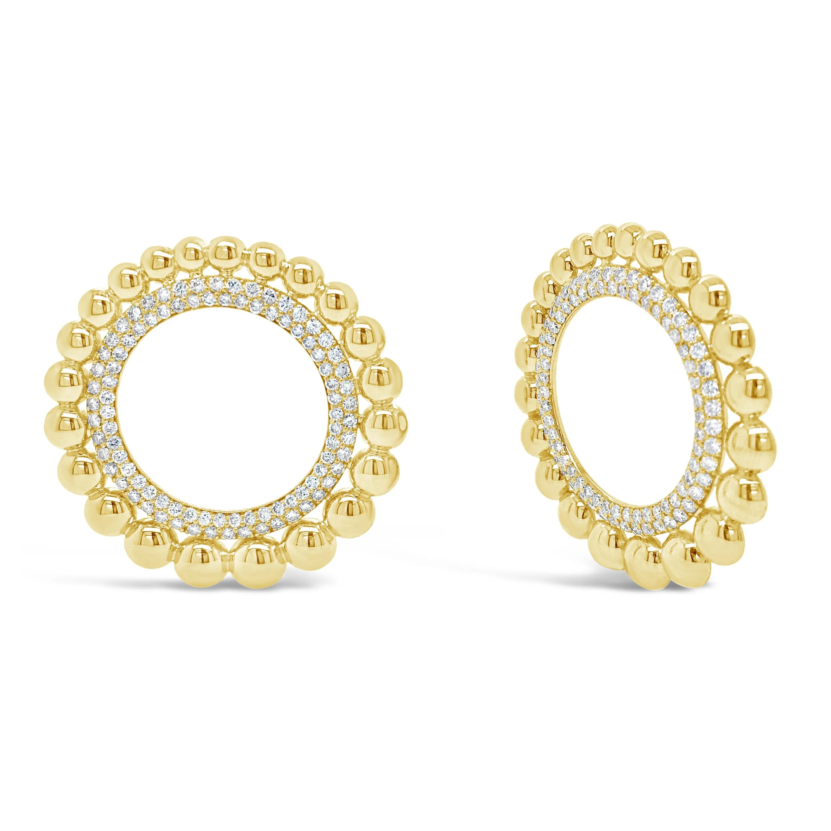 Diamond & Gold Beaded Circle Earrings