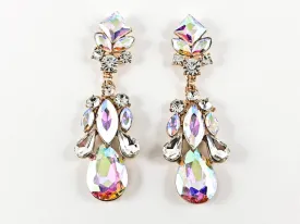 Fancy Long Slender Stylish Aurora Borealis Color Dangle Fashion Earrings