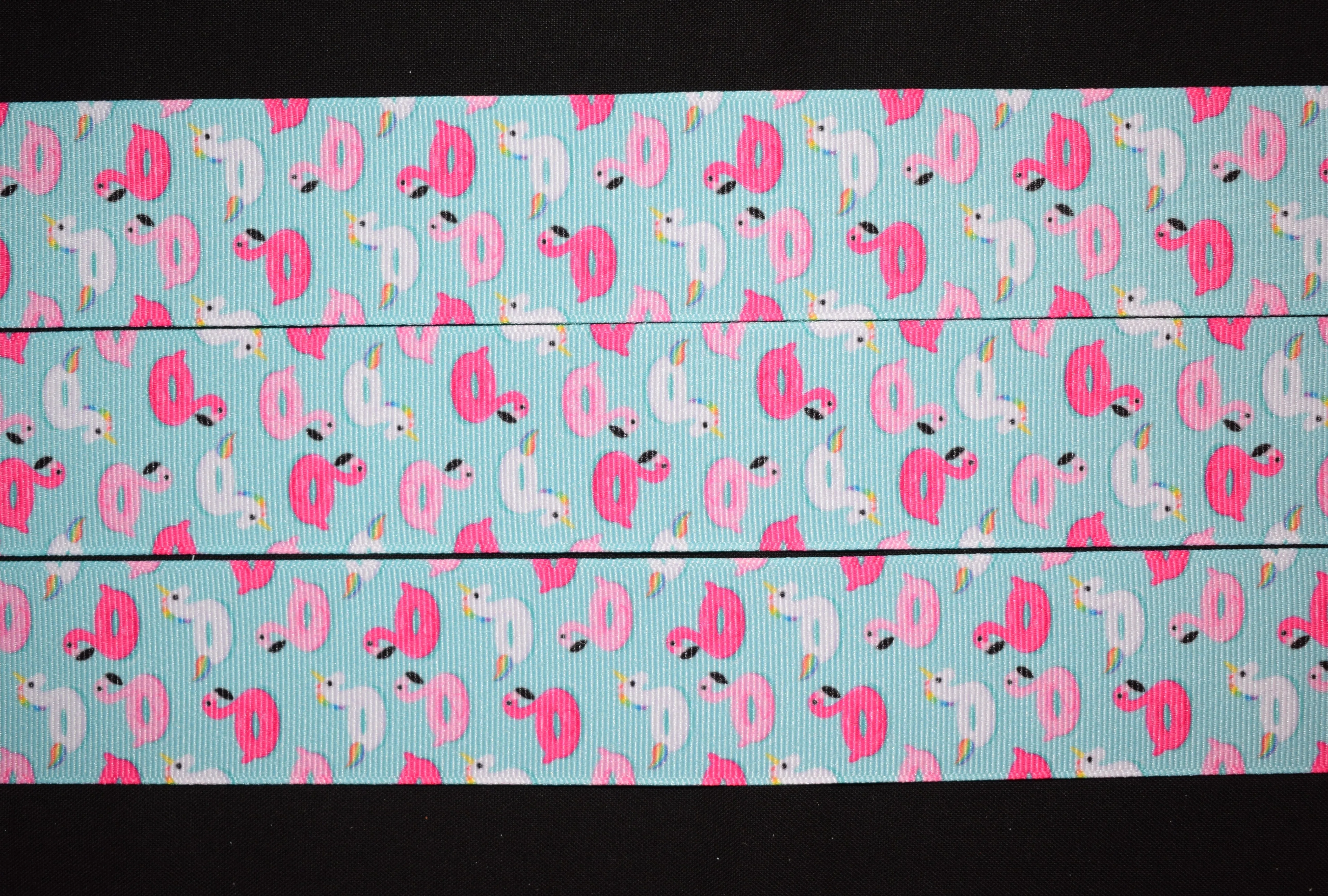 Floating Flamingo Ribbon - 1 1/2 inch Printed Grosgrain