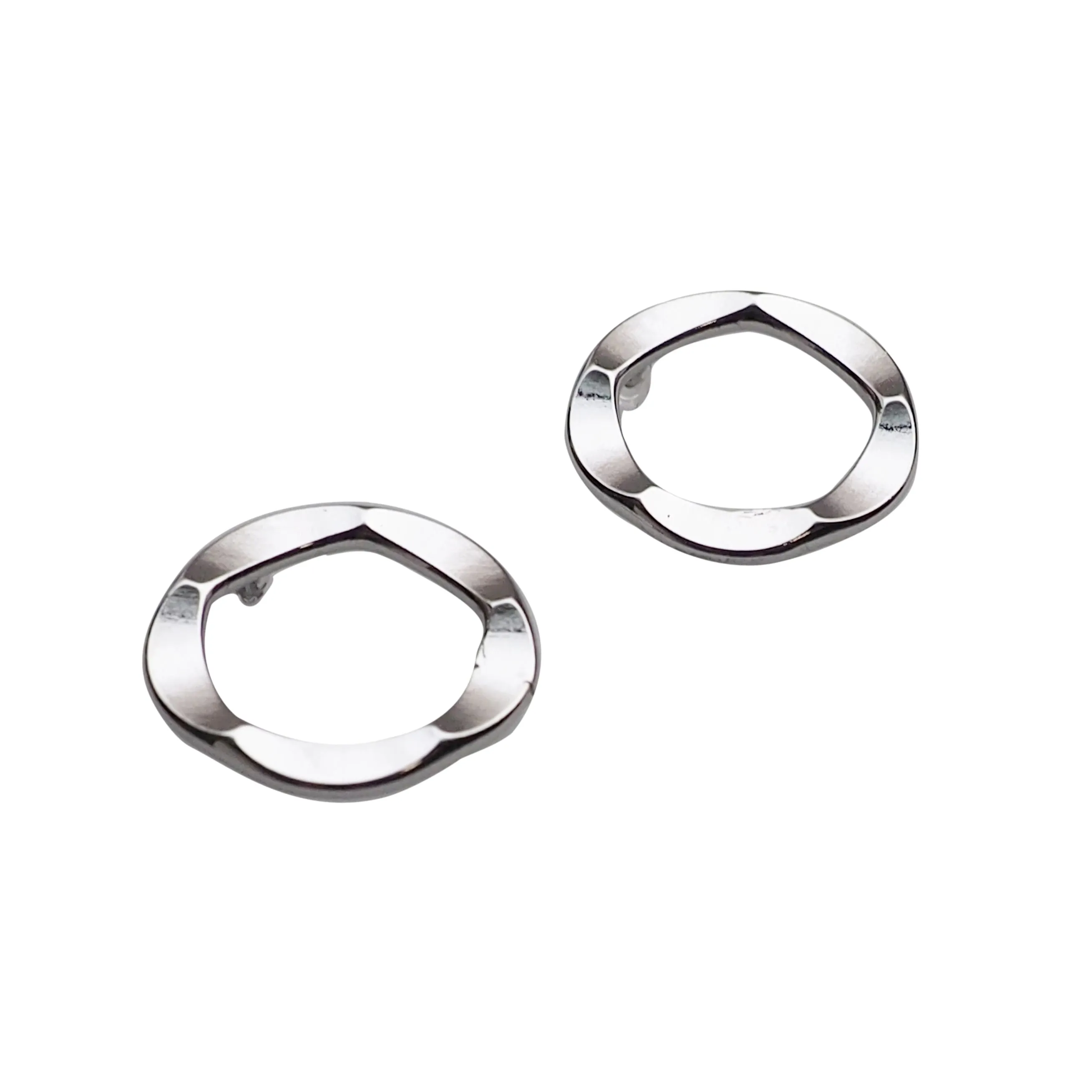 Flower Circle Hoop Invisible clip on stud earrings ( Silver tone )