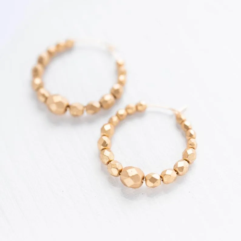 Gold Bead Hoops- WS