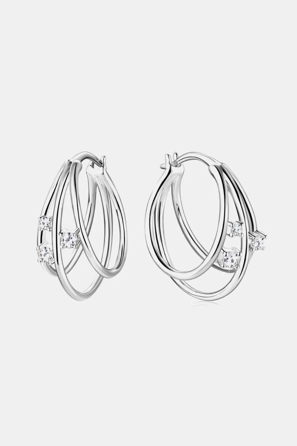 Hoop Earrings Moissanite 925 Sterling Silver Layered Earrings