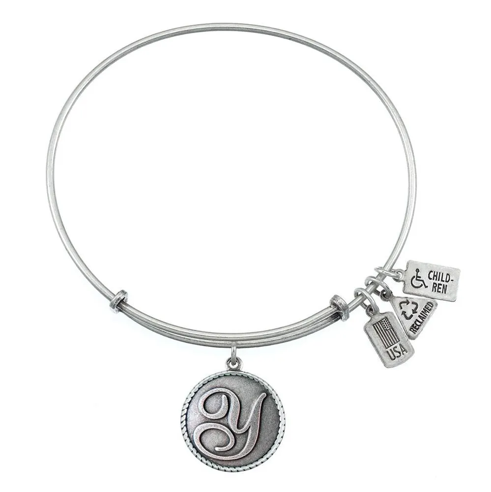 Initial ''Y'' Bangle in Silver by Wind & Fire