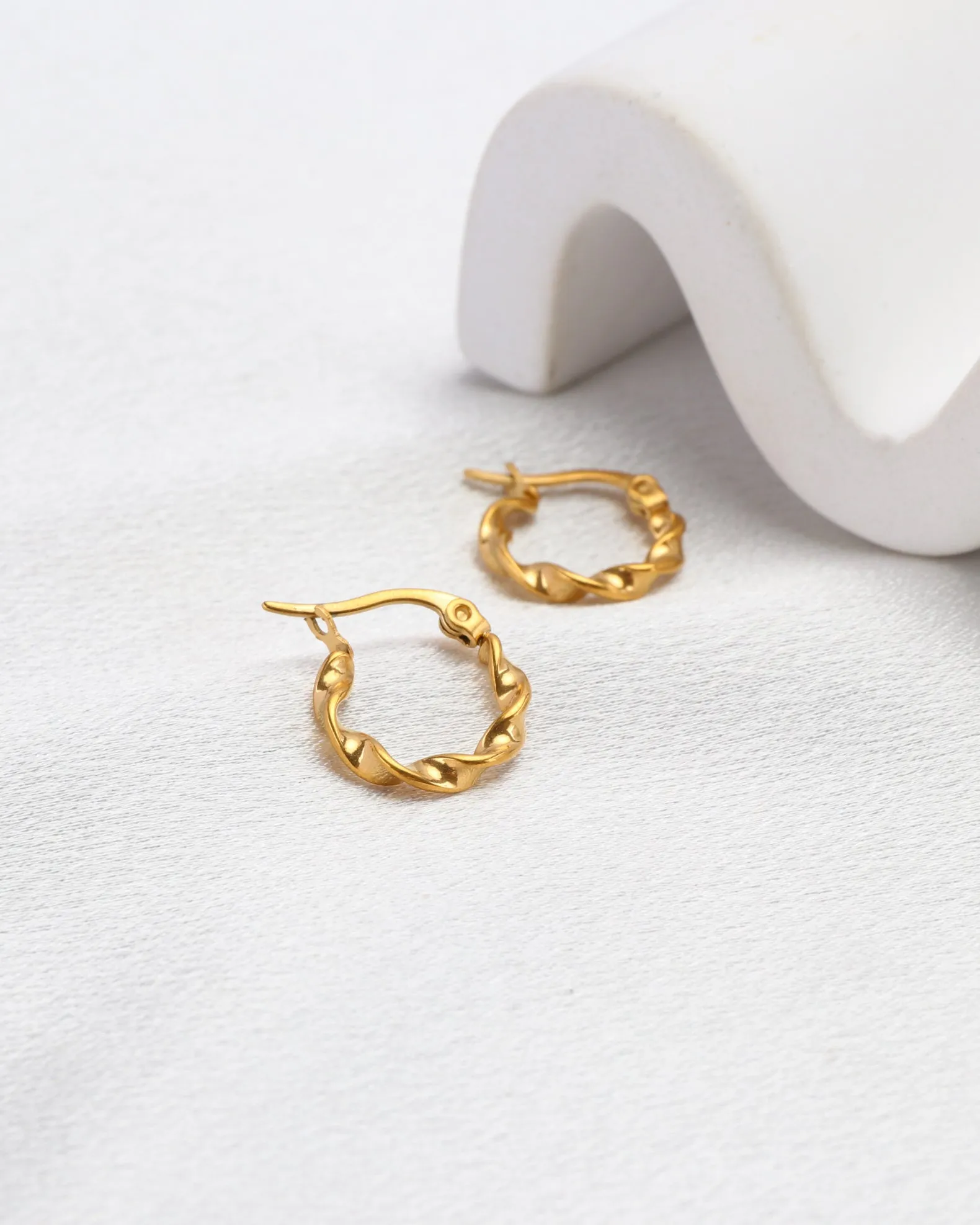 Josephine Gold Small Twist Hoop Earrings