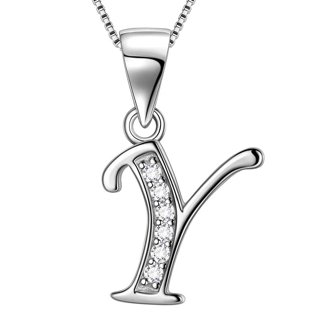 Letter Y Initial Necklaces Pendant Women Men Name Jewelry Gift 925 Silver