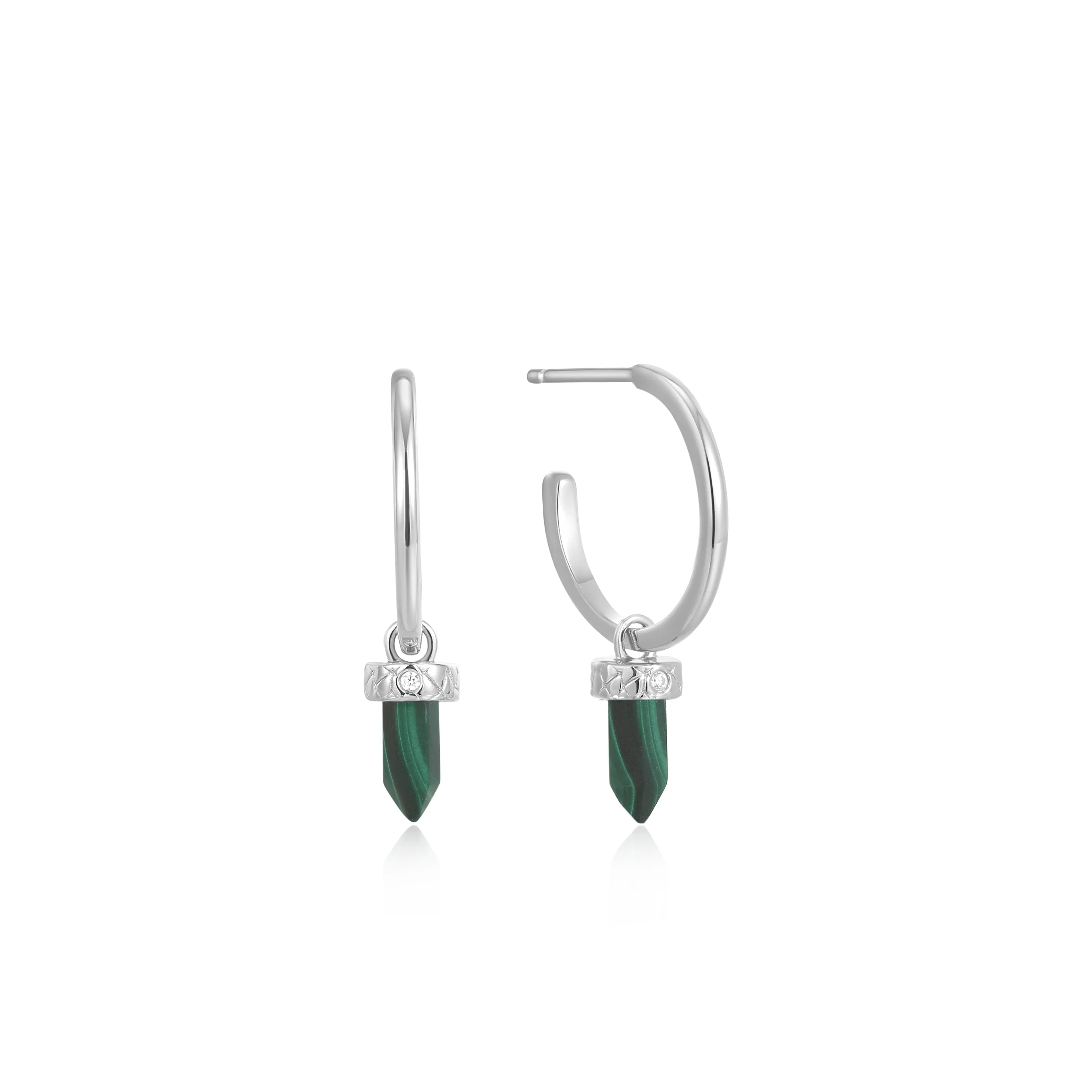 Malachite Point Pendant Small Hoop Earrings