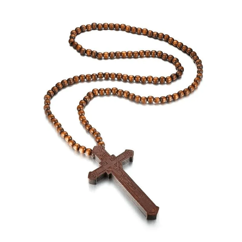 Men's Christian Necklace <br> Wooden Crucifix