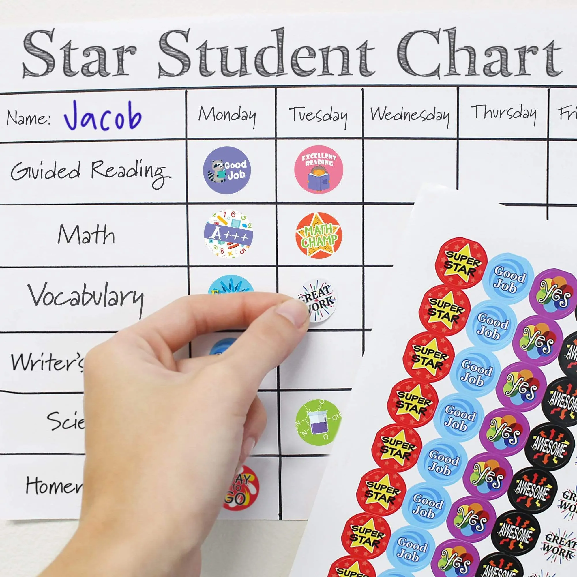 Motivational Teacher Reward Stickers for Students: Variety Pack (1,080 Stickers)