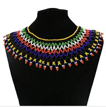 Multicolor Resin Beads Choker - Egyptian Tribal Necklace